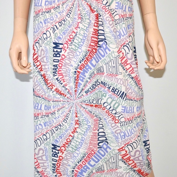 ISABELA CAPETO Portuguese Word Print Beaded Halter Dress - Sz M - Picture 8 of 11